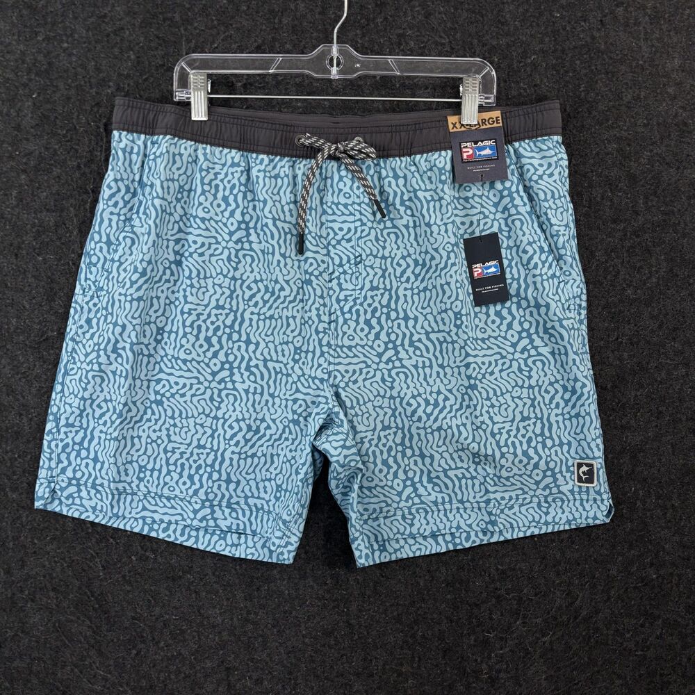 Pelagic Leiday Swim Trunks Shorts Men's XXL Blue Lined 6" Elastic Waist Pockets